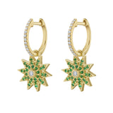 Lumière Emerald and Diamond Star Dangle Huggie Earrings