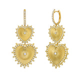 Cassandane Diamond Double Heart Dangle Earrings