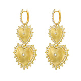 Cassandane Diamond Double Heart Dangle Earrings