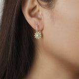 Lumière Emerald and Diamond Star Dangle Huggie Earrings