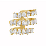 Fancy Cut Triple Row Diamond Wrap Ring