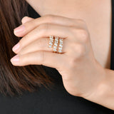 Fancy Cut Triple Row Diamond Wrap Ring