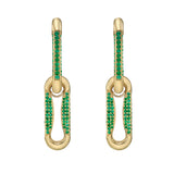 Milano Emerald Pinched Link Drop Earrings