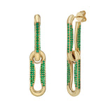 Milano Emerald Pinched Link Drop Earrings