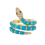 Nouvelle Diamond Turquoise Enamel Serpent Coil Ring