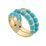 Nouvelle Diamond Turquoise Enamel Serpent Coil Ring