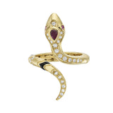 Nouvelle Ruby And Diamond Serpent Cuff Ring