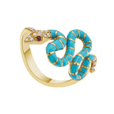 Nouvelle Diamond Turquoise Enamel Serpent Ring