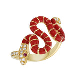 Nouvelle Diamond Red Enamel Serpent Ring