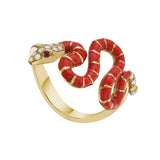 Nouvelle Diamond Red Enamel Serpent Ring