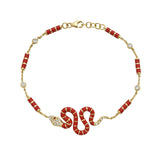 Nouvelle Diamond And Ruby Serpent Red Enamel Charm Bracelet