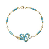 Nouvelle Diamond And Ruby Serpent Turquoise Enamel Charm Bracelet