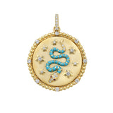 Nouvelle Diamond Turquoise Enamel Serpent Beaded Medallion