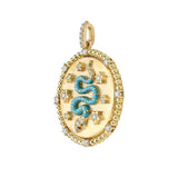 Nouvelle Diamond Turquoise Enamel Serpent Beaded Medallion