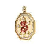 Nouvelle Diamond Red Enamel Serpent Octagon Medallion