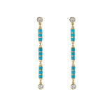 Nouvelle Diamond Turquoise Enamel Dangle Drop Earrings