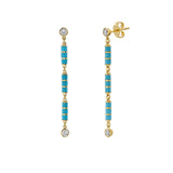 Nouvelle Diamond Turquoise Enamel Dangle Drop Earrings