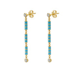 Nouvelle Diamond Turquoise Enamel Dangle Drop Earrings