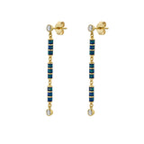 Nouvelle Diamond Metallic Enamel Dangle Drop Earrings