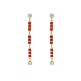 Nouvelle Diamond Red Enamel Dangle Drop Earrings