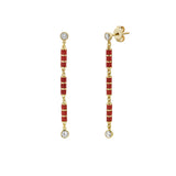 Nouvelle Diamond Red Enamel Dangle Drop Earrings