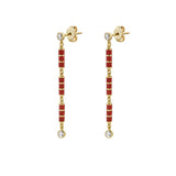 Nouvelle Diamond Red Enamel Dangle Drop Earrings