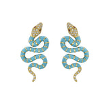 Nouvelle Diamond Turquoise Enamel Serpent Earrings