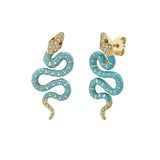 Nouvelle Diamond Turquoise Enamel Serpent Earrings