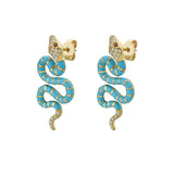 Nouvelle Diamond Turquoise Enamel Serpent Earrings