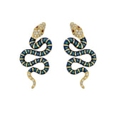 Nouvelle Diamond Metallic Enamel Serpent Earrings