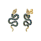 Nouvelle Diamond Metallic Enamel Serpent Earrings