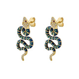 Nouvelle Diamond Metallic Enamel Serpent Earrings