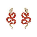 Nouvelle Diamond Red Enamel Serpent Earrings