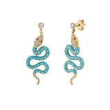 Nouvelle Diamond Dangle Turquoise Enamel Serpent Earrings