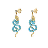 Nouvelle Diamond Dangle Turquoise Enamel Serpent Earrings