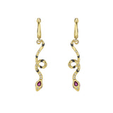 Nouvelle Ruby And Black Enamel Serpent Drop Earrings