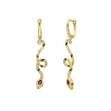 Nouvelle Ruby And Black Enamel Serpent Drop Earrings