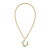 Legacy Emerald & Diamond Horseshoe Charm on the Lionheart Signature Chain Necklace