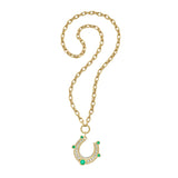 Legacy Emerald & Diamond Horseshoe Charm on the Lionheart Signature Chain Necklace