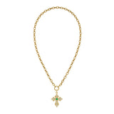 Gothic Emerald Cross on the Lionheart Signature Chain Necklace