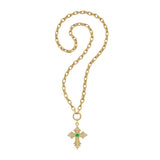 Gothic Emerald Cross on the Lionheart Signature Chain Necklace