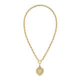 Sacred Heart Diamond Charm on the Lionheart Signature Chain Necklace