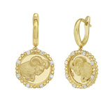 Aries Diamond Bead Zodiac Dangle Earrings