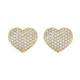 Sweetheart Puffed Diamond Heart Post Back Earrings