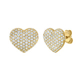 Sweetheart Puffed Diamond Heart Post Back Earrings