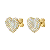 Sweetheart Puffed Diamond Heart Post Back Earrings