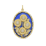 Sunflowers in Bloom Lapis Lazuli Oval Medallion