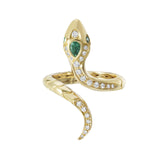 Nouvelle Emerald And Diamond Serpent Cuff Ring