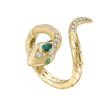 Nouvelle Emerald And Diamond Serpent Cuff Ring