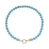 Turquoise Bead Chain With Diamond Jump-Rings